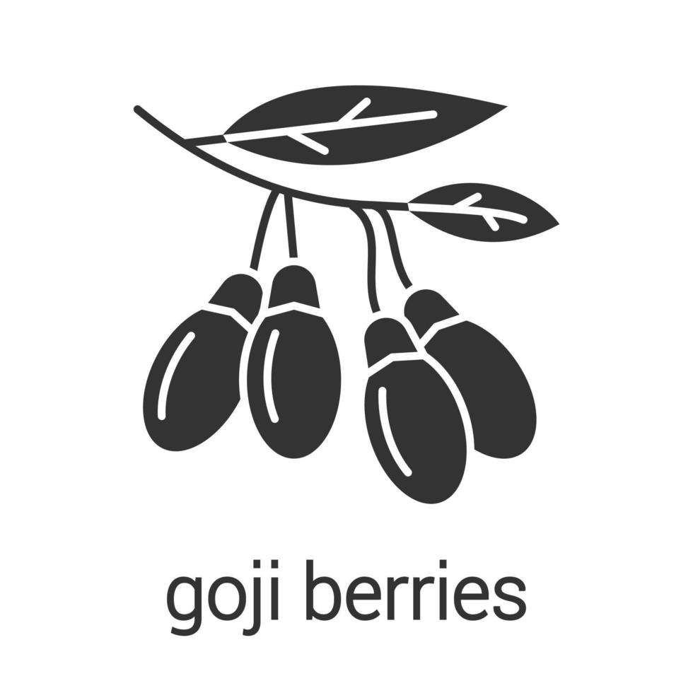 Fresh goji berries glyph icon. Silhouette symbol. Negative space. Vector isolated illustration