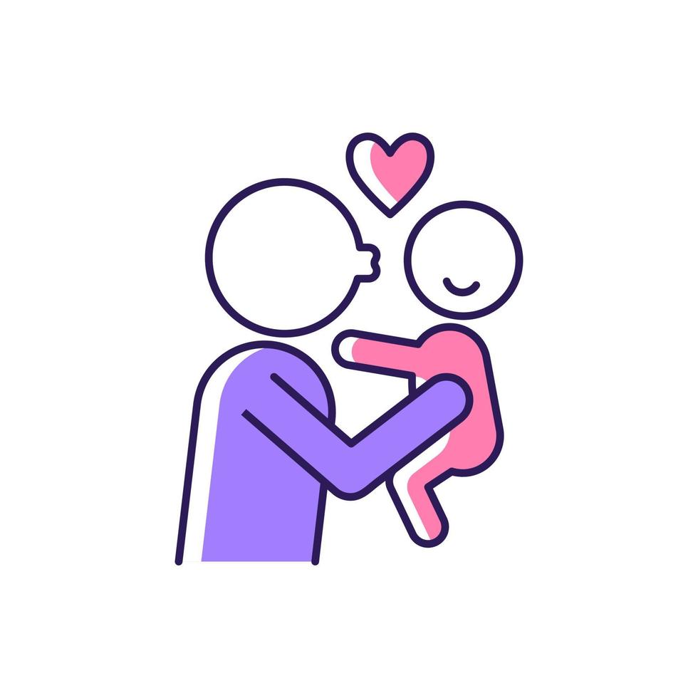 Kissing child on cheek RGB color icon vector