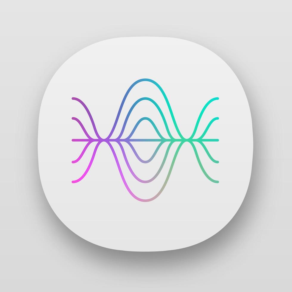 Voice recording app icon. Vibration, noise level, frequency curves. Audio volume, frequency. Music player logo. Web or mobile applications. Vector isolated illustration