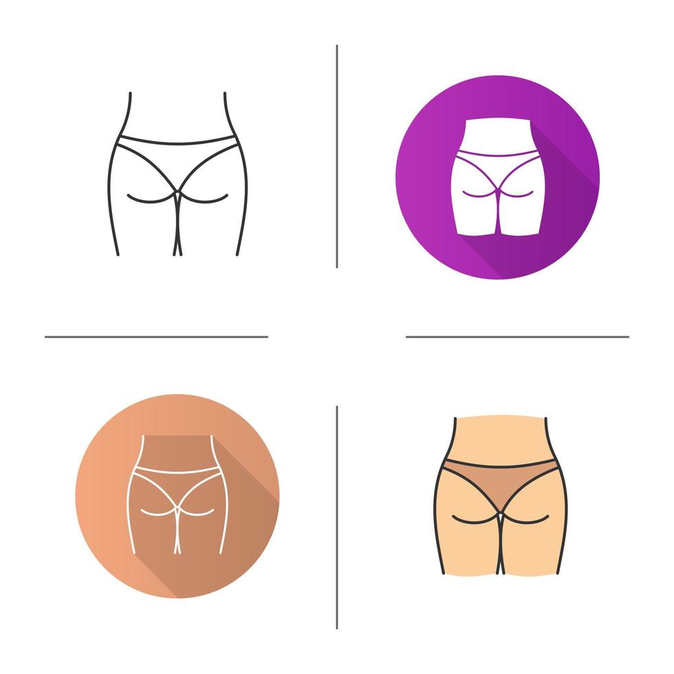 icono de nalgas de mujer. diseño plano, estilos lineales y de color. extremo. ilustraciones vectoriales aisladas vector