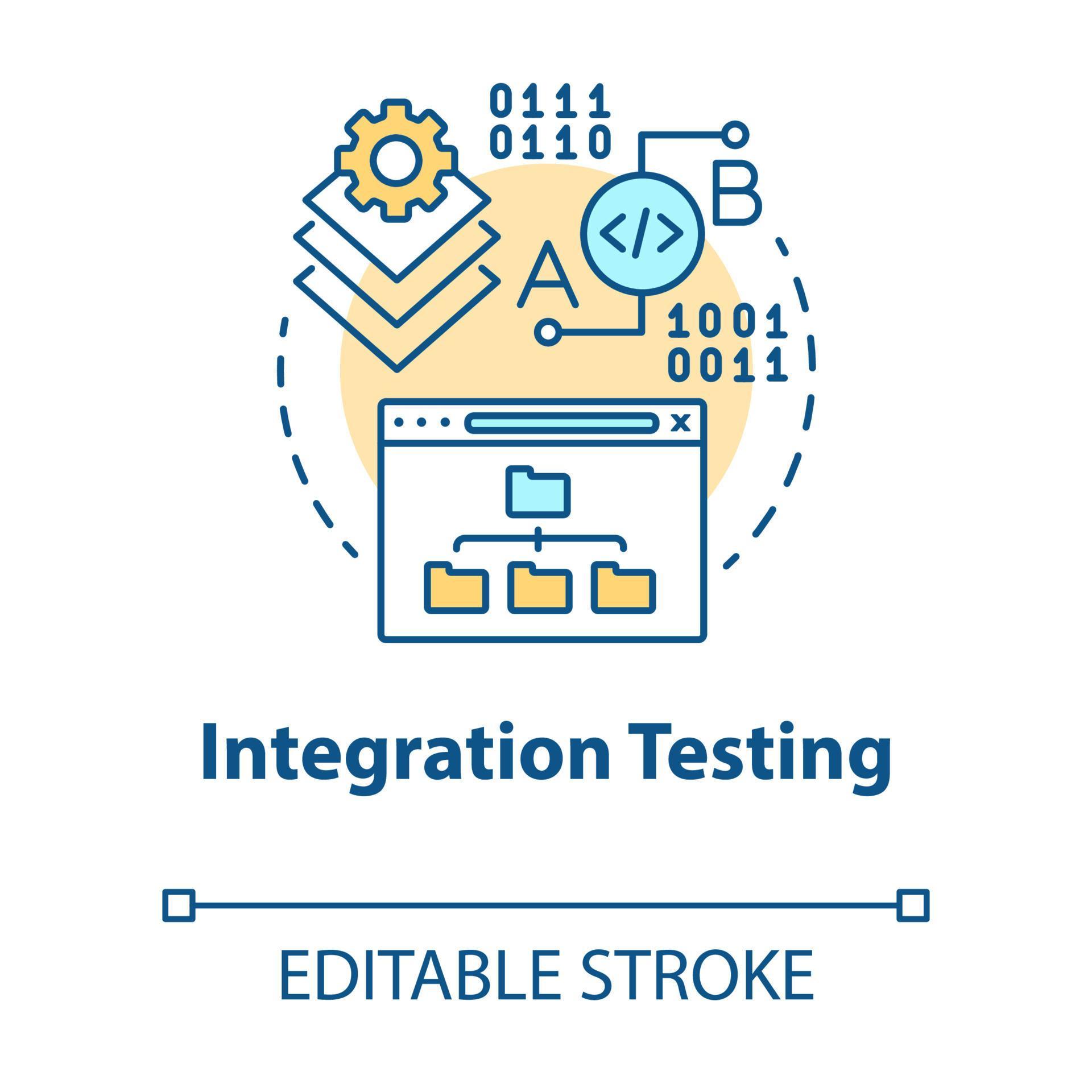 Integration testing concept icon. Software development stage idea thin ...