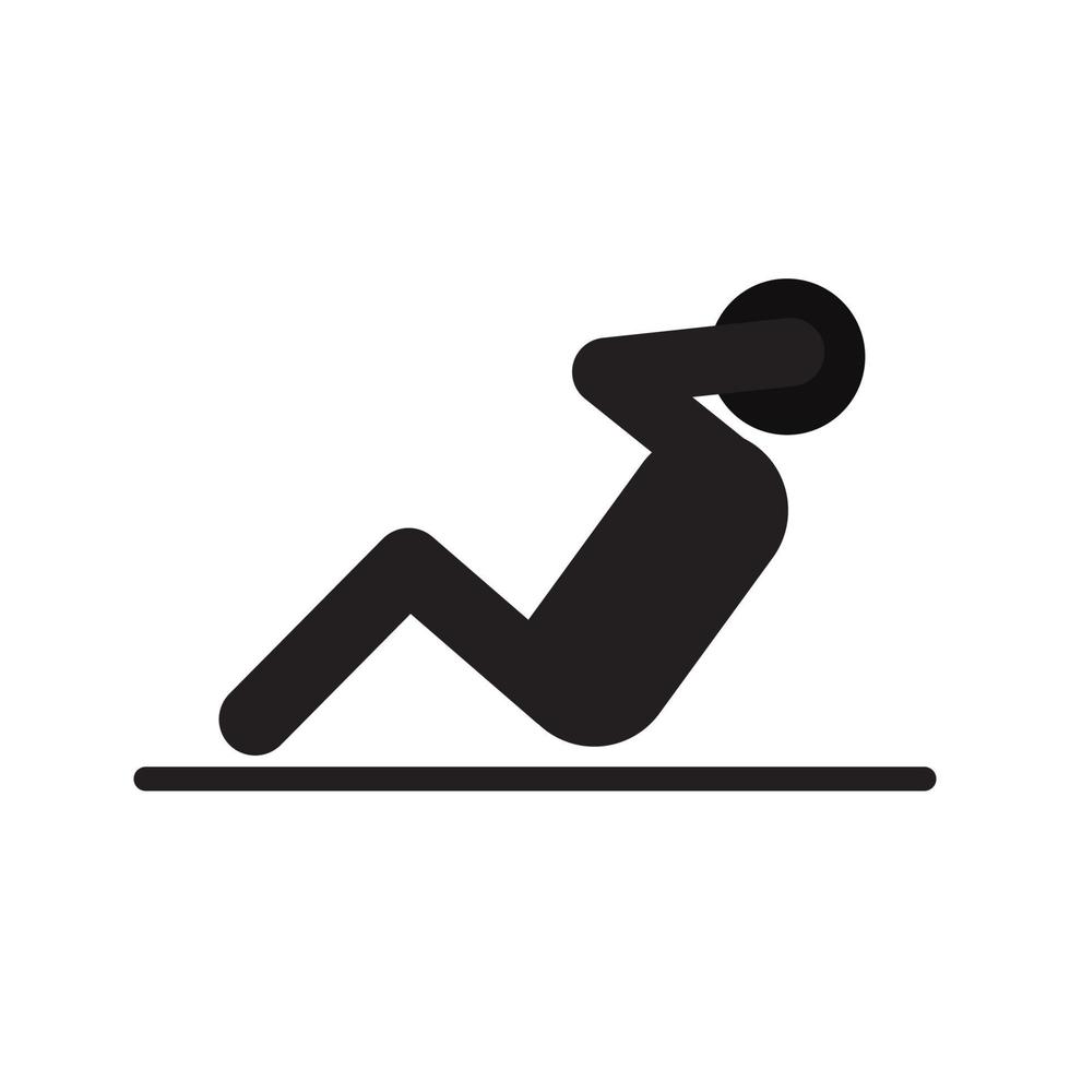 Man doing sit up, crunches silhouette icon. Sports. Isolated vector illustration. Healthy lifestyle. Morning exercise