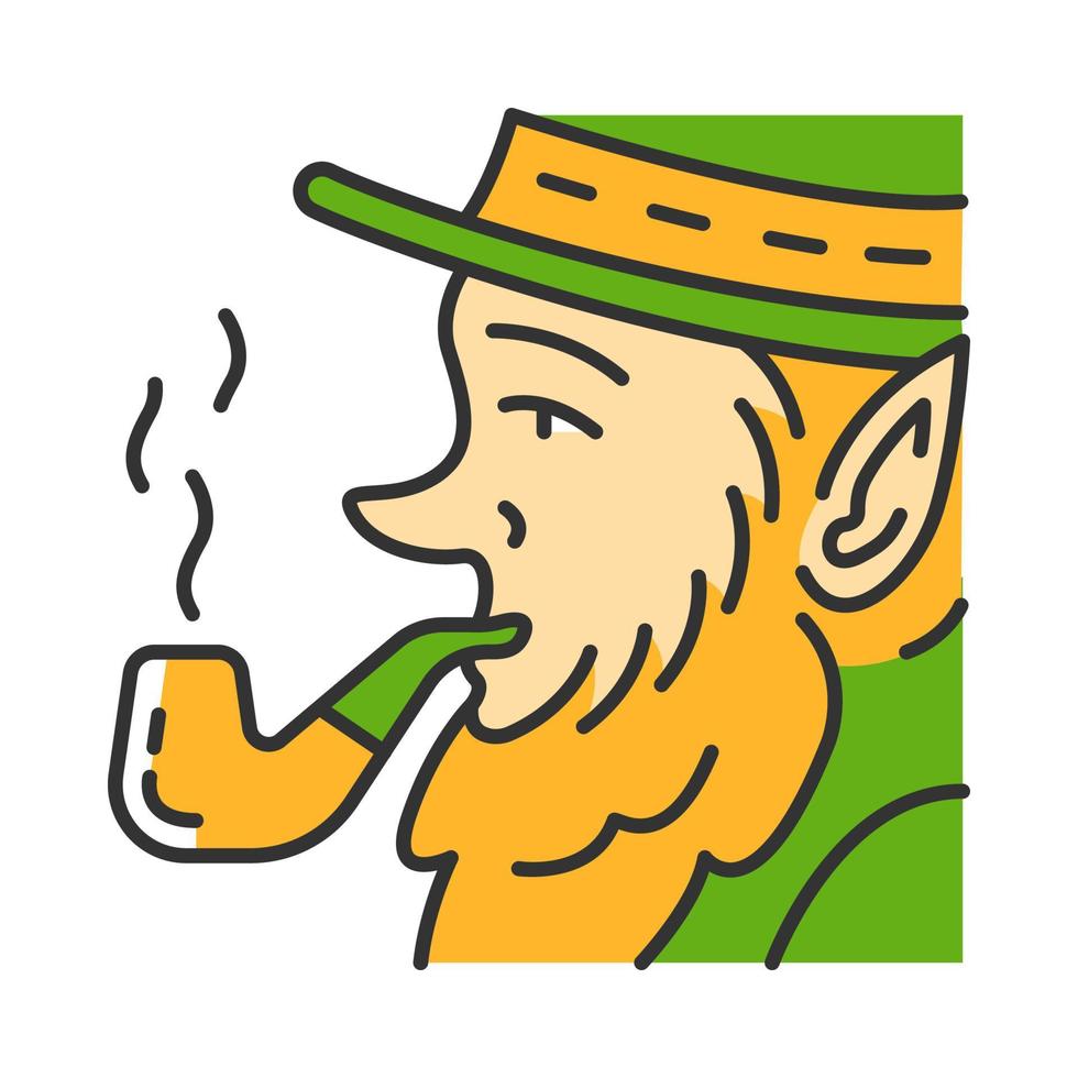 Leprechaun with pipe color icon vector