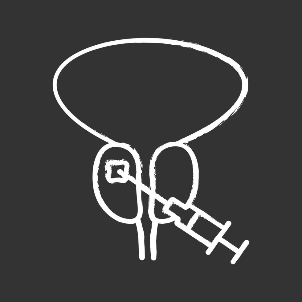 Prostate biopsy chalk icon. Prostate cancer test and diagnostics. Transrectal biopsy. Medical exam, screening. Isolated vector chalkboard illustration