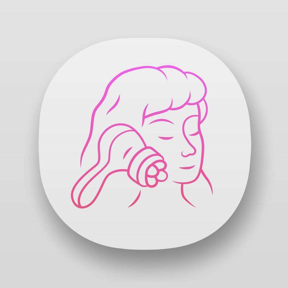 Face massager app icon. Beauty device for home use. Cosmetology instrument. Skin care. Beauty parlour spa procedure. Web or mobile applications. Vector isolated illustrations