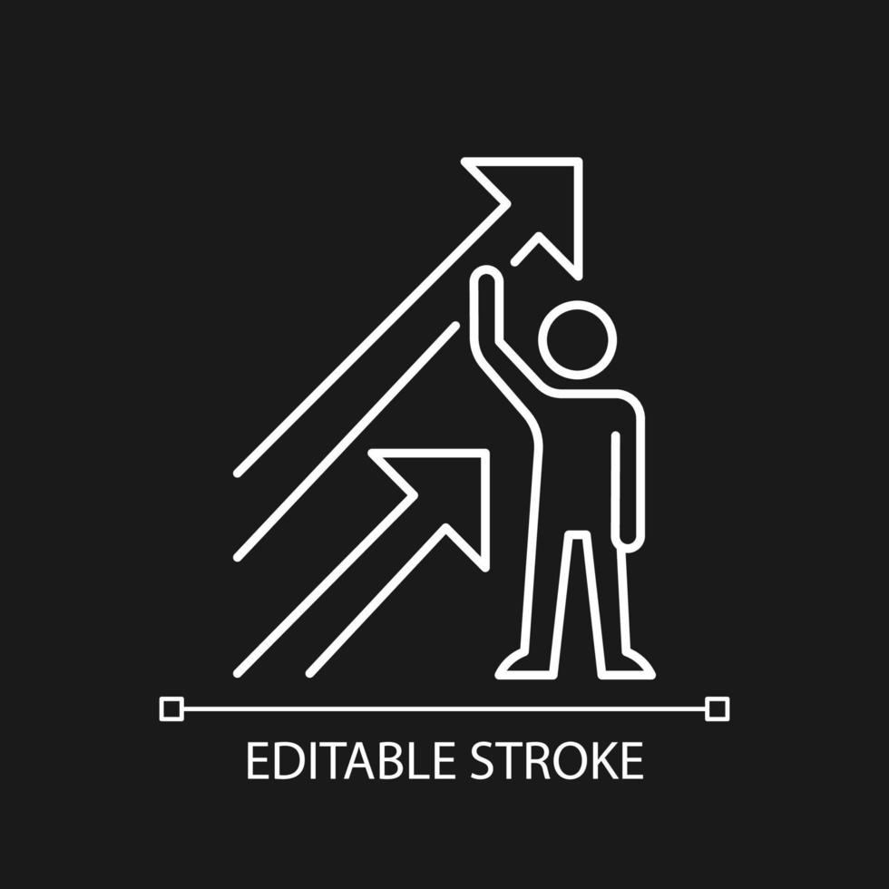 Positive dynamics white linear icon for dark theme vector