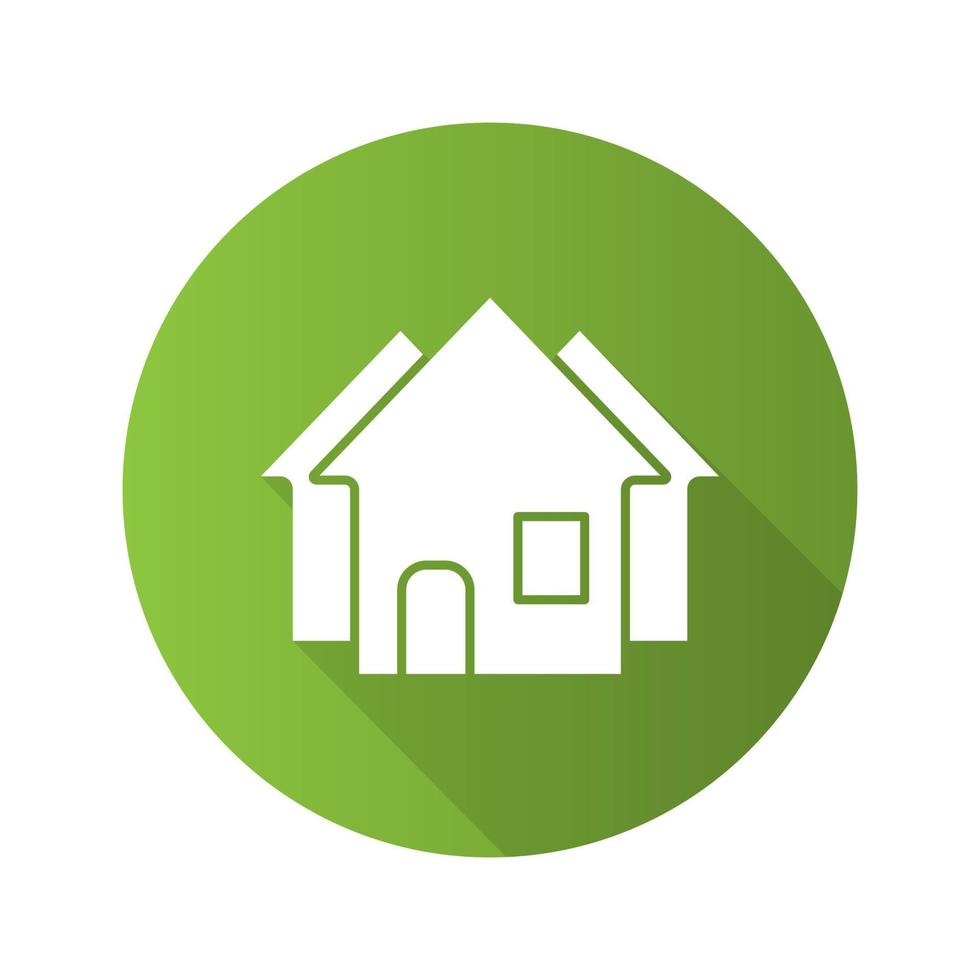 Real estate market. Flat design long shadow icon. Three houses. Vector silhouette symbol