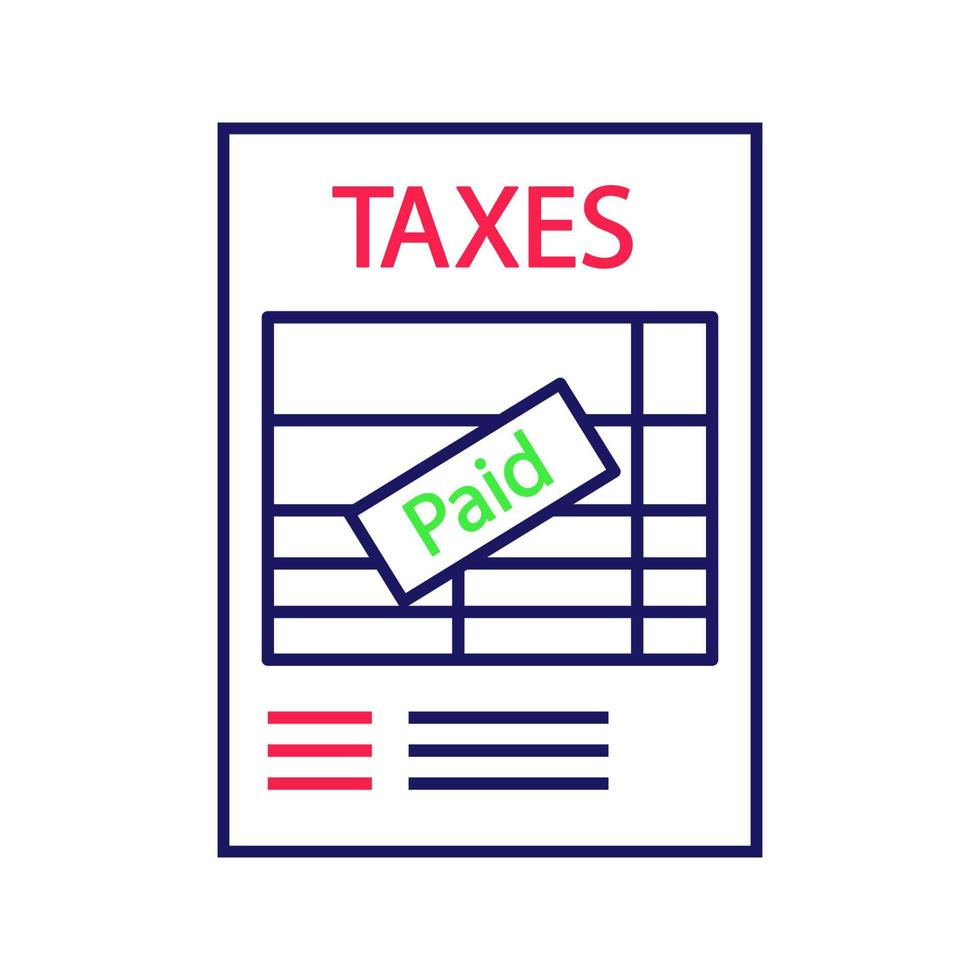 Tax return color icon vector