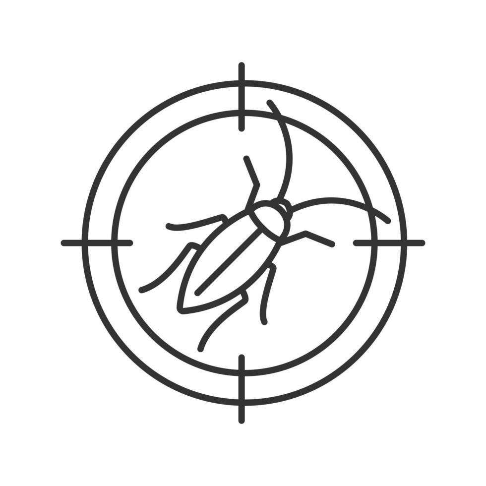 Cockroach target linear icon. Roach repellent. Pest control. Thin line illustration. Contour symbol. Vector isolated outline drawing
