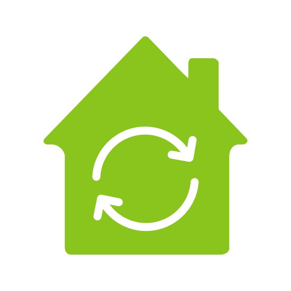 Home restoration, replacement glyph color icon. House with refresh sign. Silhouette symbol on white background. Negative space. Vector illustration