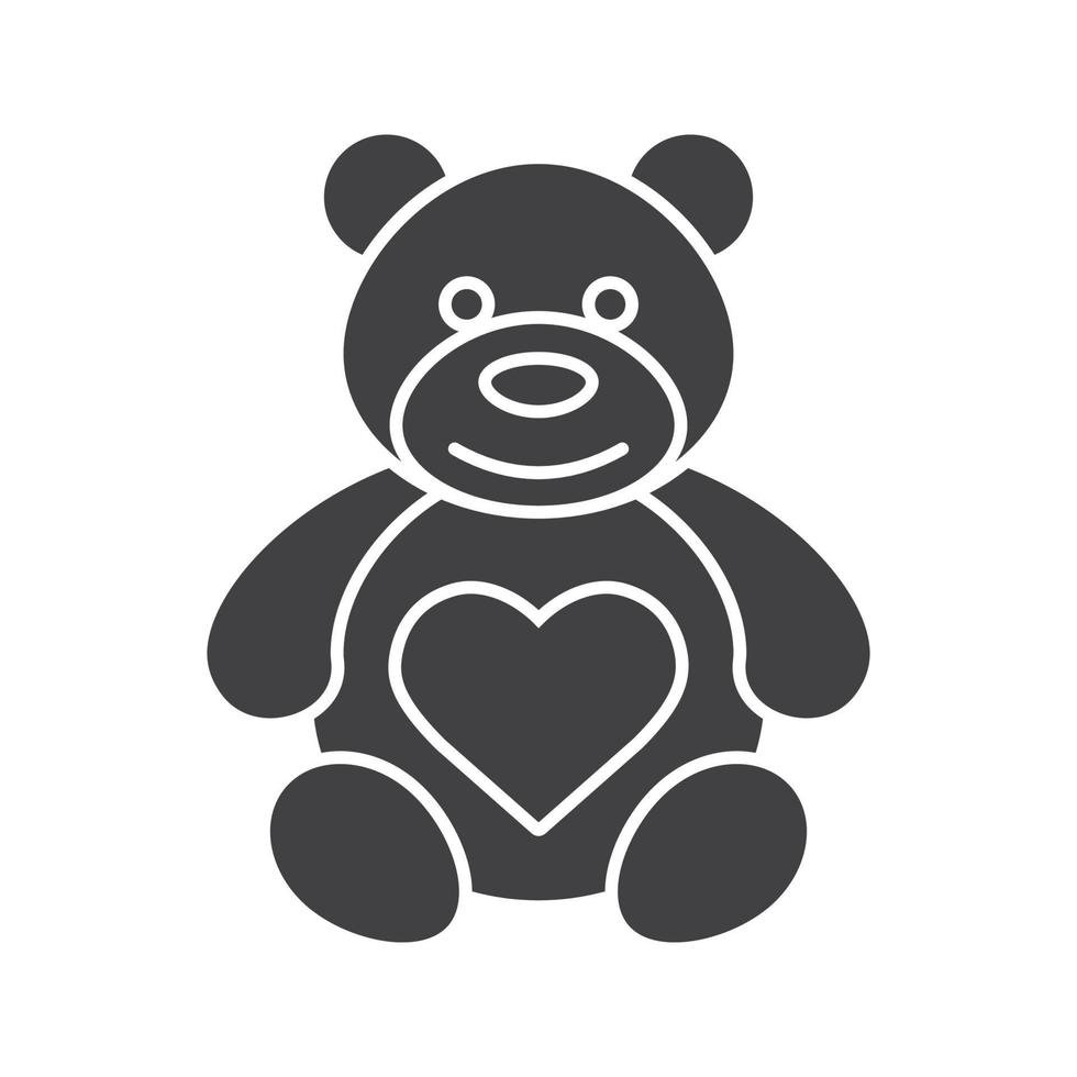 Teddy bear with heart shape icon. Silhouette symbol. Negative space. Vector isolated illustration