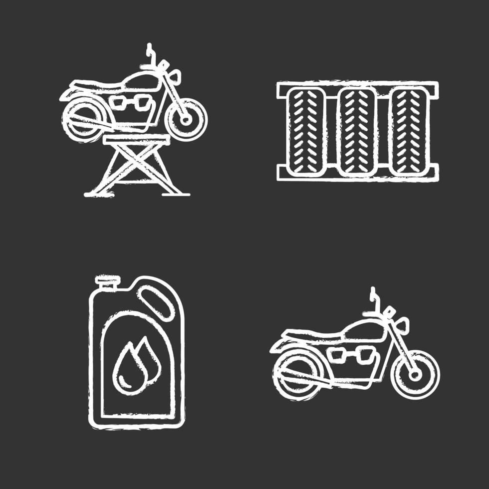 Auto workshop chalk icons set vector