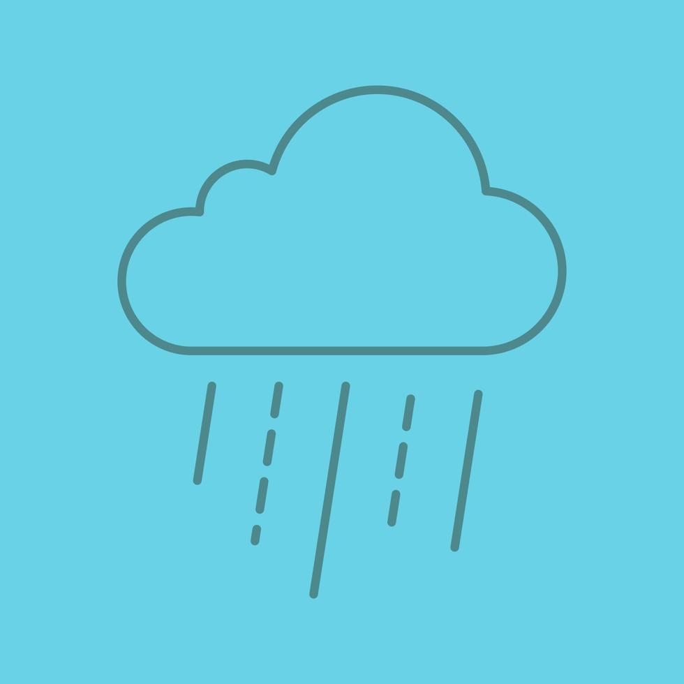 Rainy cloud linear icon. Thin line outline symbols on color background. Vector illustration