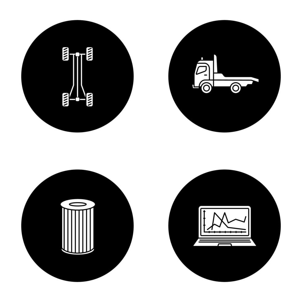 Auto workshop glyph icons set vector