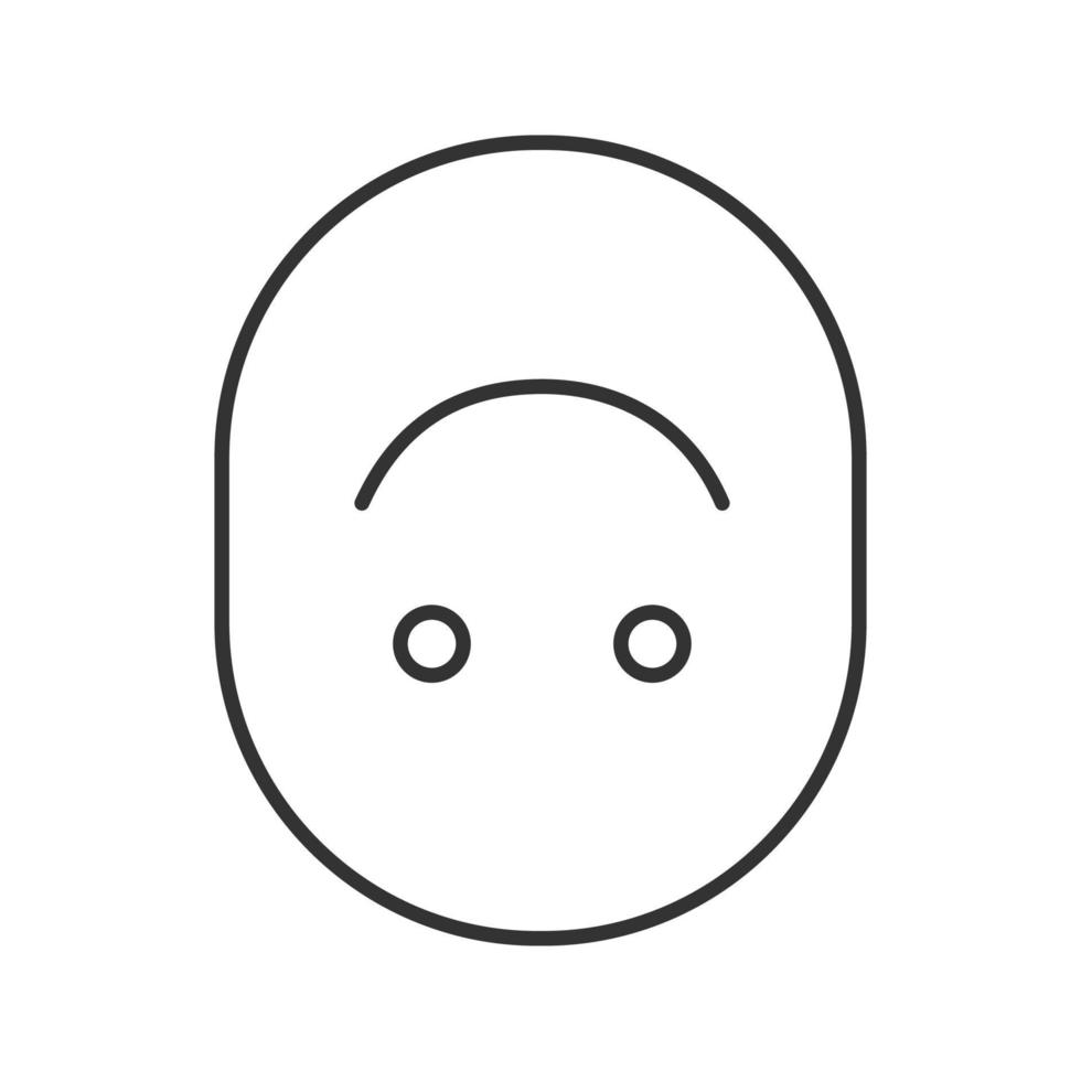 Upside down smile linear icon. Thin line illustration. Reverse face. Contour symbol. Vector isolated outline drawing