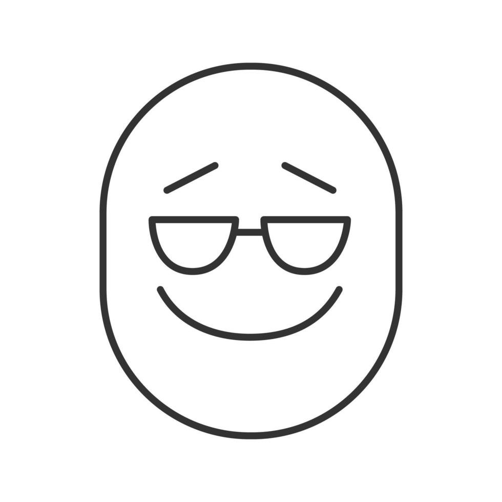 Cool smile linear icon. Thin line illustration. Face with sunglasses. Contour symbol. Vector isolated outline drawing
