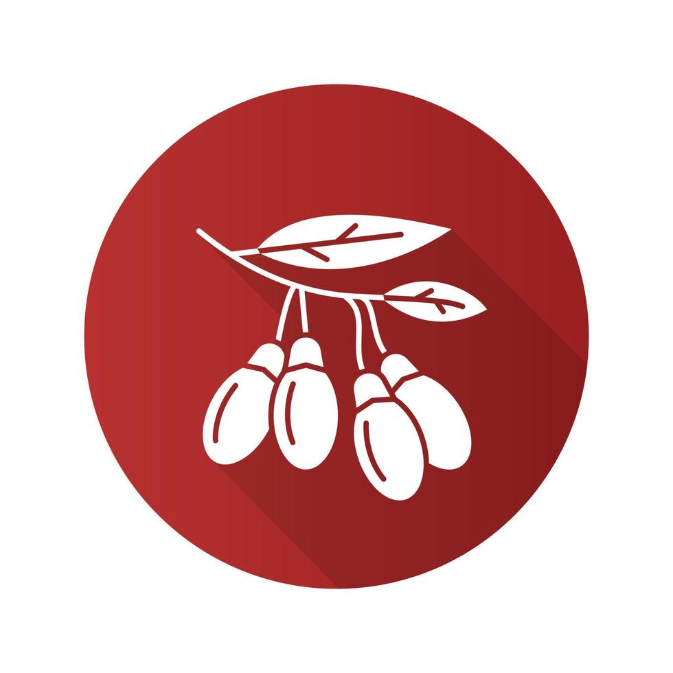 Goji berries flat design long shadow glyph icon. Vector silhouette illustration