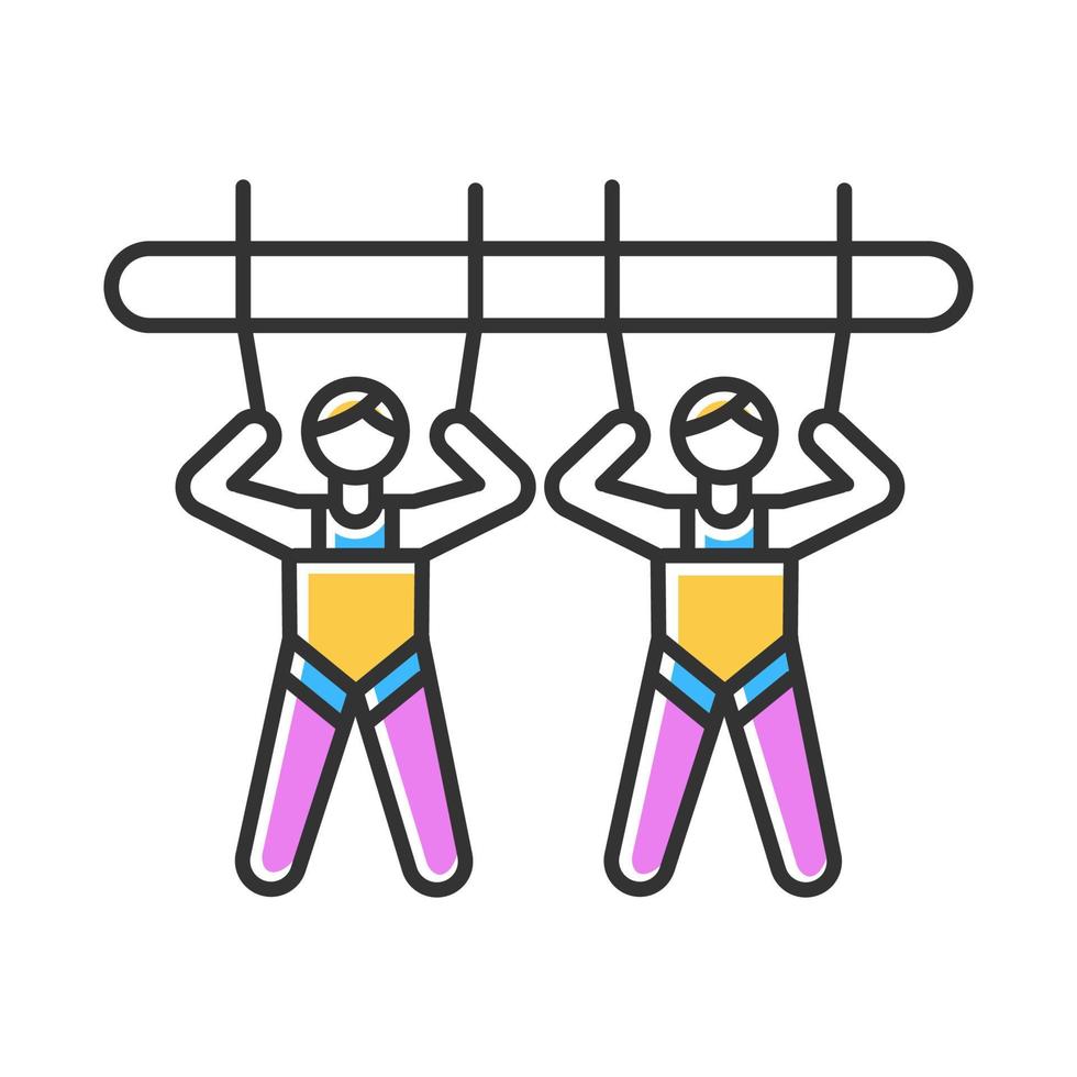 Mountain giant swing color icon. Amusement park attraction. Canyon swing. Adrenaline recreation. Extreme activity. Isolated vector illustration