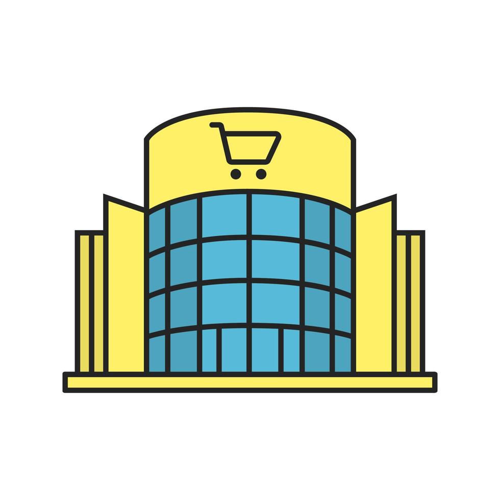 Shopping mall color icon. Emporium. Isolated vector illustration