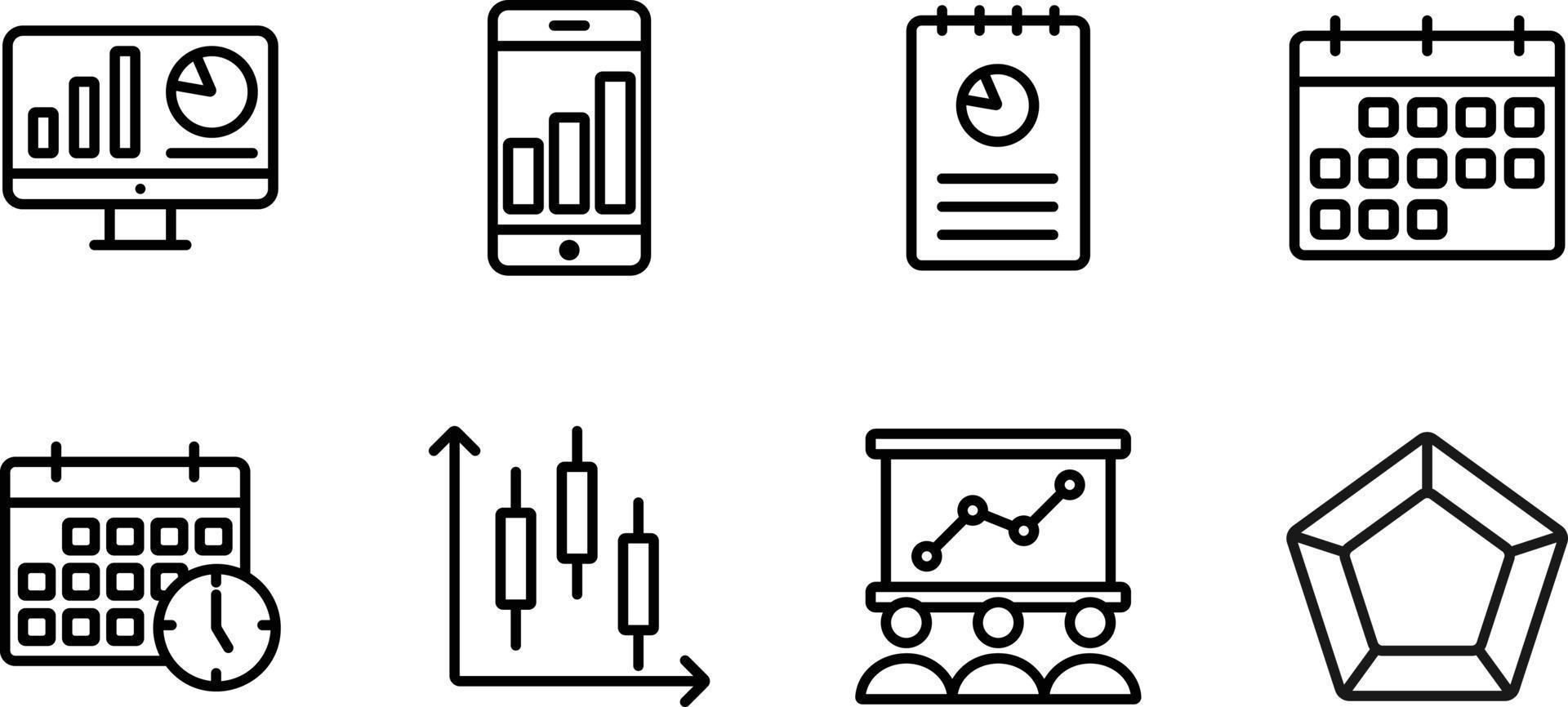 Business Performance Graph Chart Icon Set vector