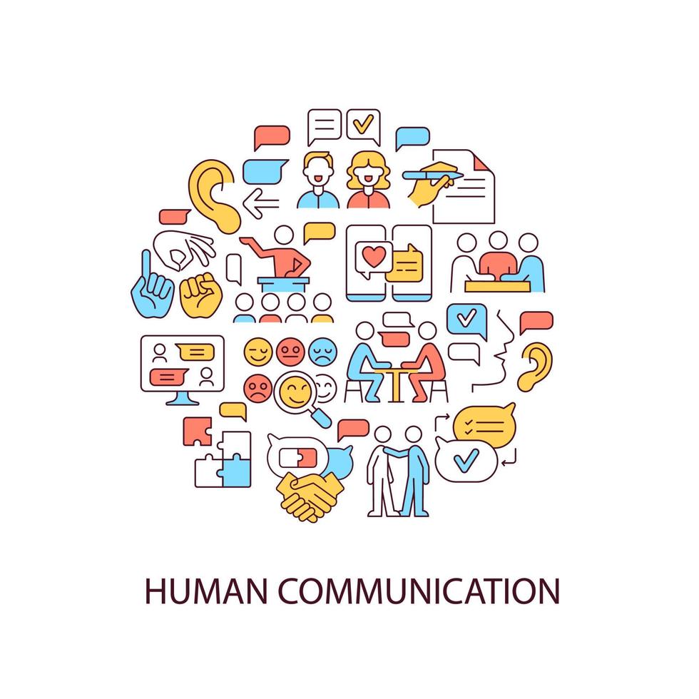 Human communication abstract color concept layout with headline vector