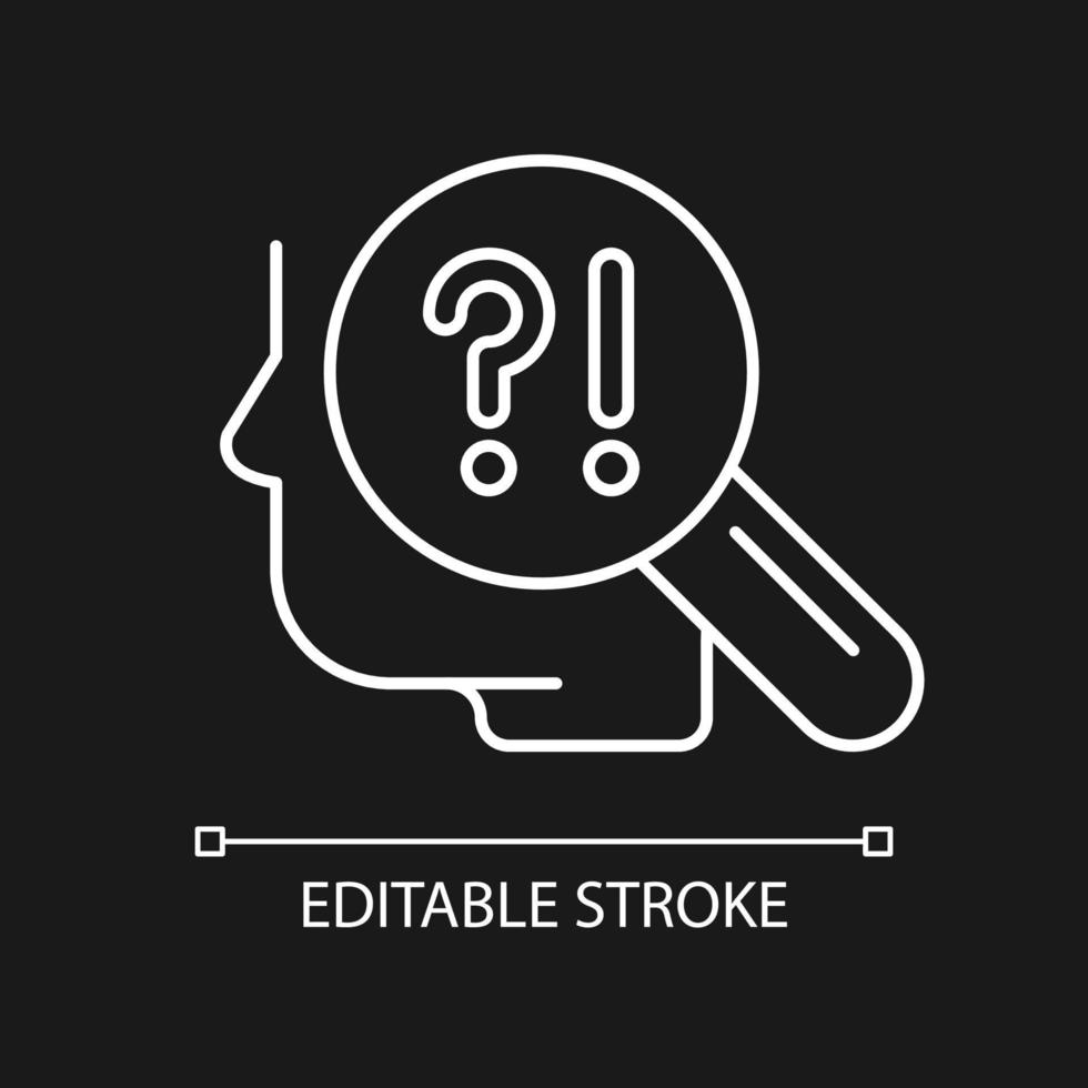 Self monitoring white linear icon for dark theme vector
