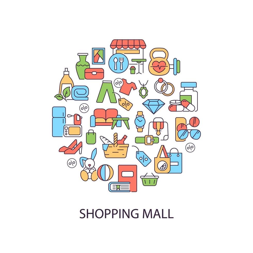 Shopping mall abstract color concept layout with headline vector