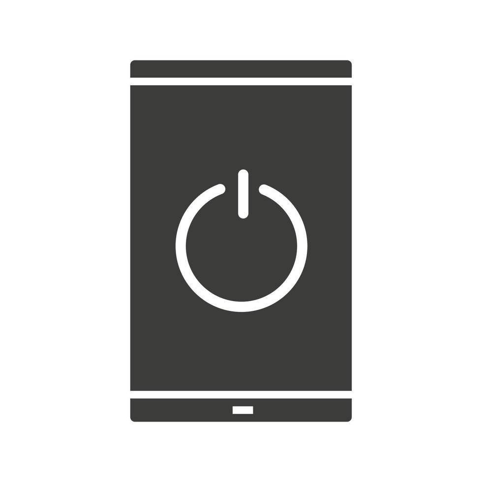 Turn off smartphone icon. Silhouette symbol. Smart phone with switch off button. Negative space. Vector isolated illustration