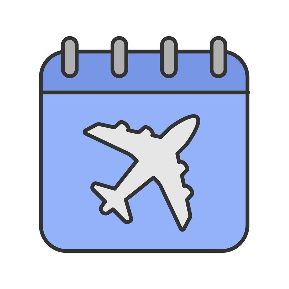 icono de color de fecha de vuelo vector