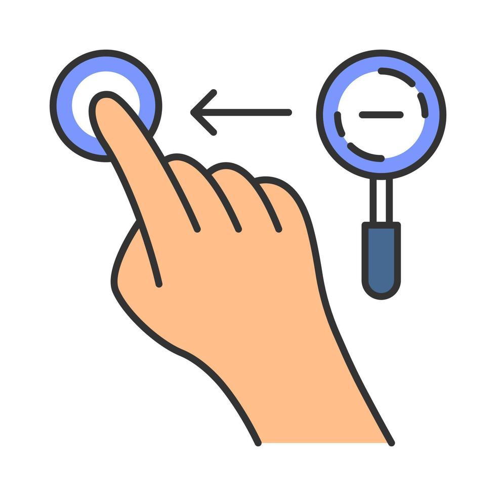 Zoom out horizontal gesture color icon vector