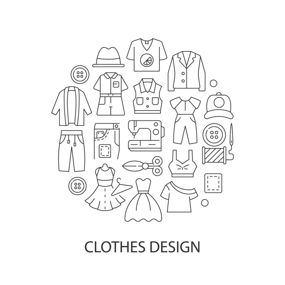 Clothes design abstract linear concept layout with headline vector