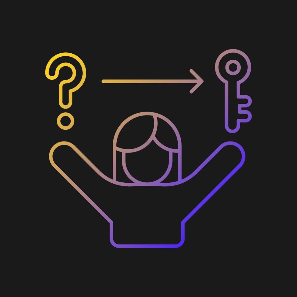 Problem solving skills gradient vector icon for dark theme