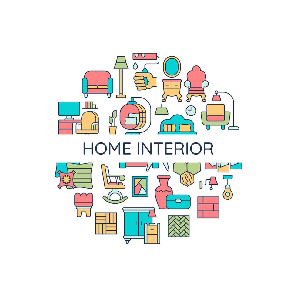 Home interior abstract color concept layout with headline vector