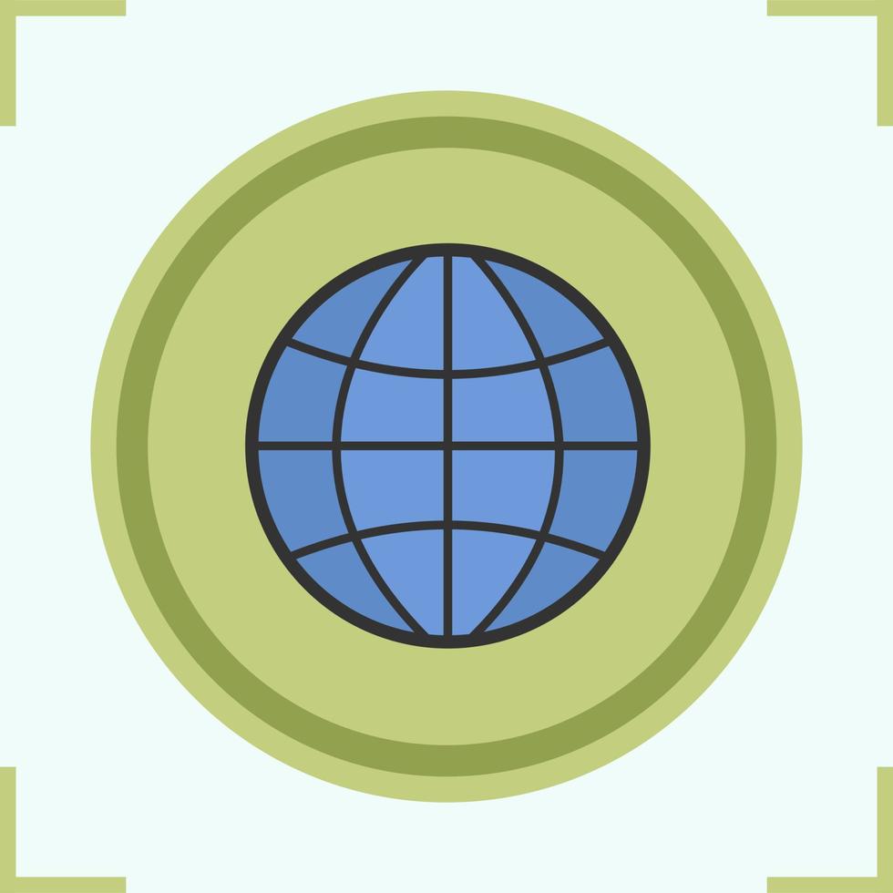 Globe color icon. Earth spherical model. Isolated vector illustration