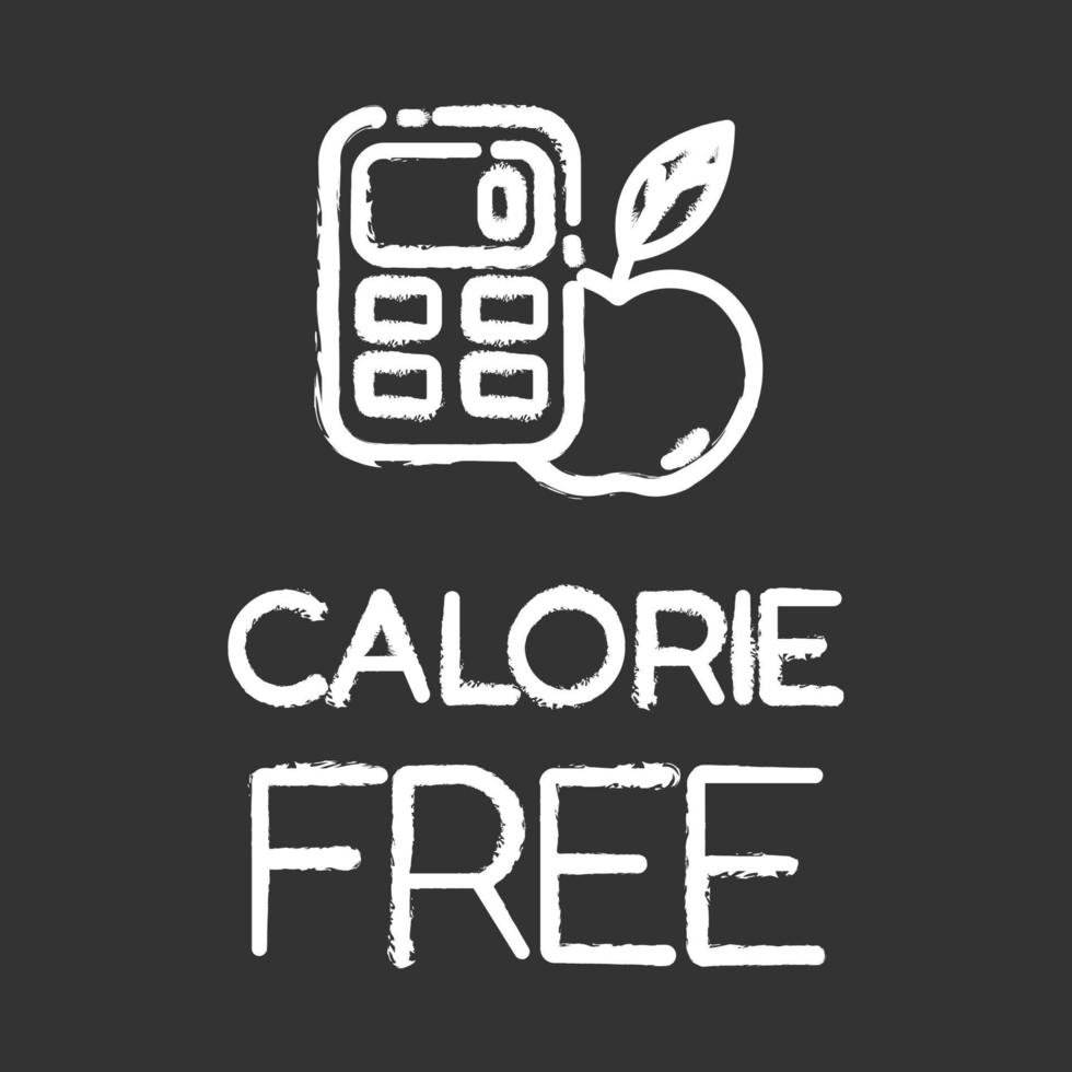 Calorie free chalk icon. Low calories snacks for weight loss. Product free ingredient. Fresh food. Nutritious fruits. Healthy eating, dietary. Balanced meals. Isolated vector chalkboard illustration