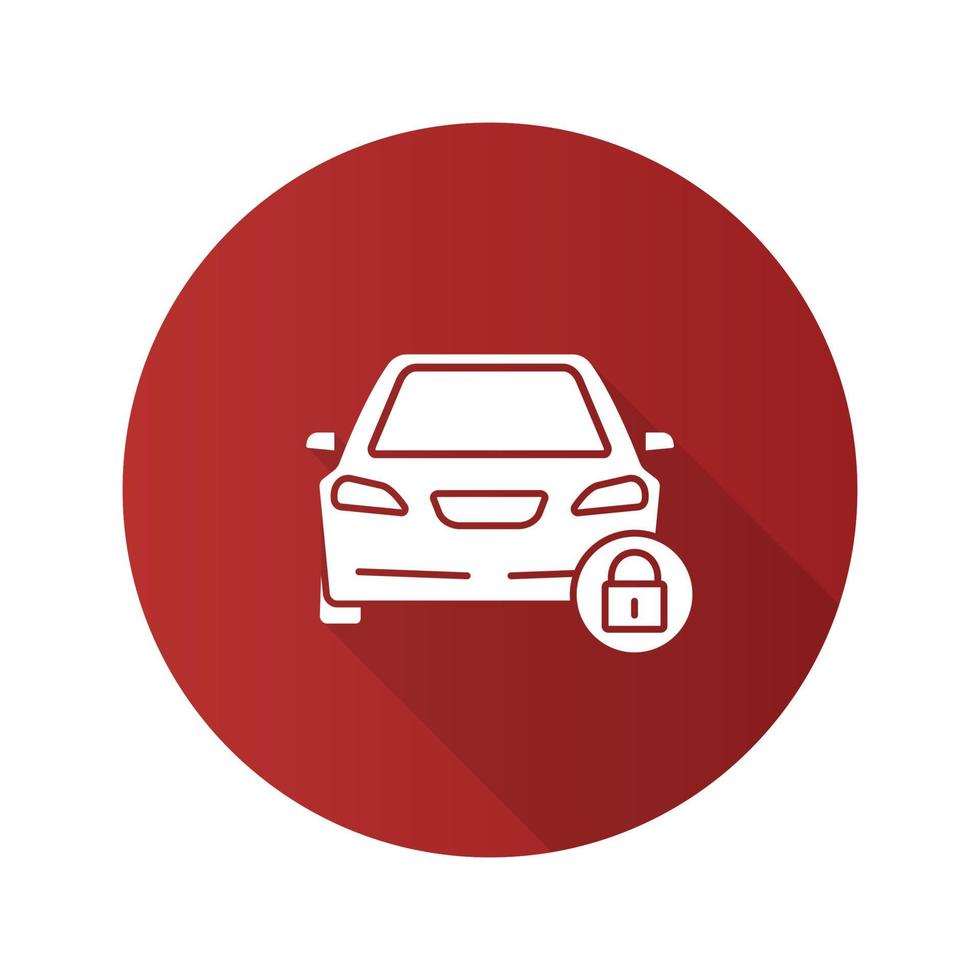 Locked car flat design long shadow glyph icon vector