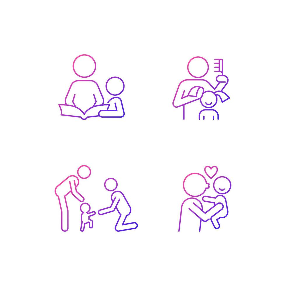 Family Bonding Time Gradient Linear Vector Icons Set 3765669 Vector Art Family Bonding Time Gradient Linear Icons Set Vector