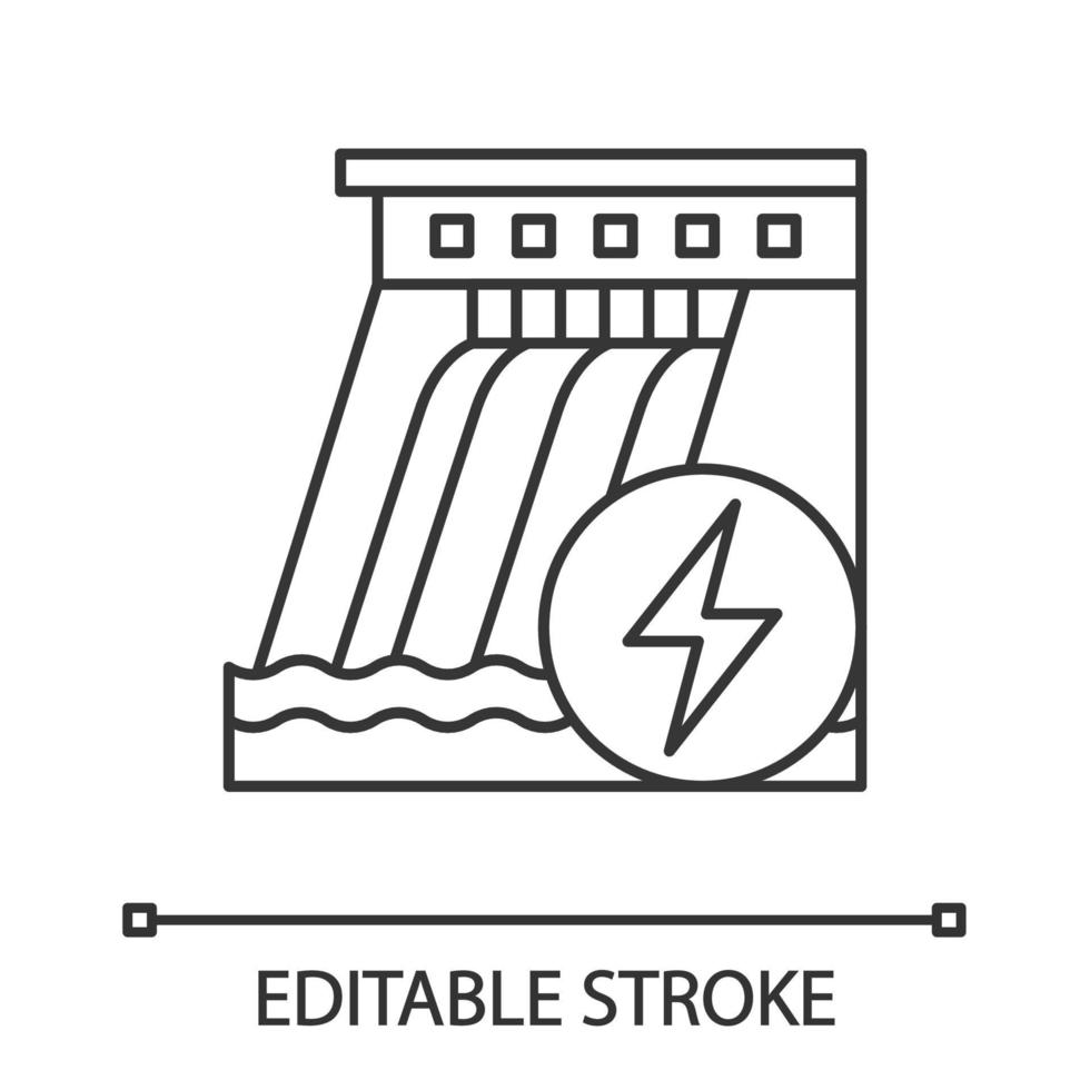 Hydroelectric dam linear icon vector