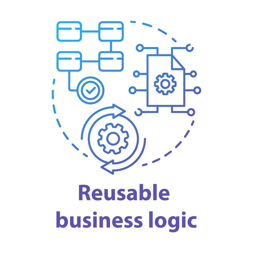 Reusable business logic concept icon. Software development kit idea thin line illustration. Corporate strategy. Tools mobile device program developer. Vector isolated outline drawing