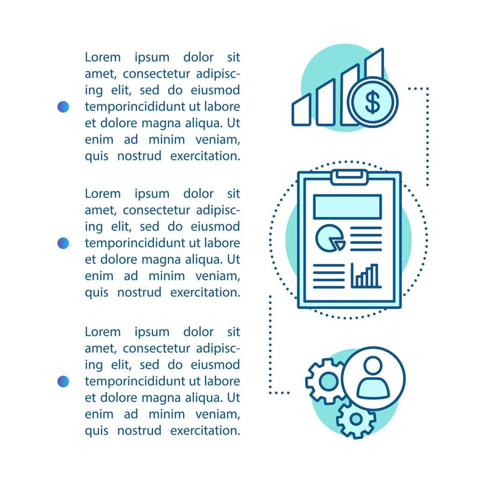 Business analytics, metrics article page vector template