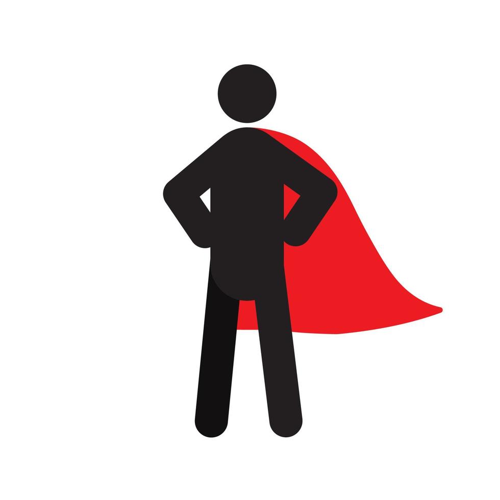 icono de silueta de superhéroe. héroe. hombre de capa roja. ilustración vectorial aislada vector