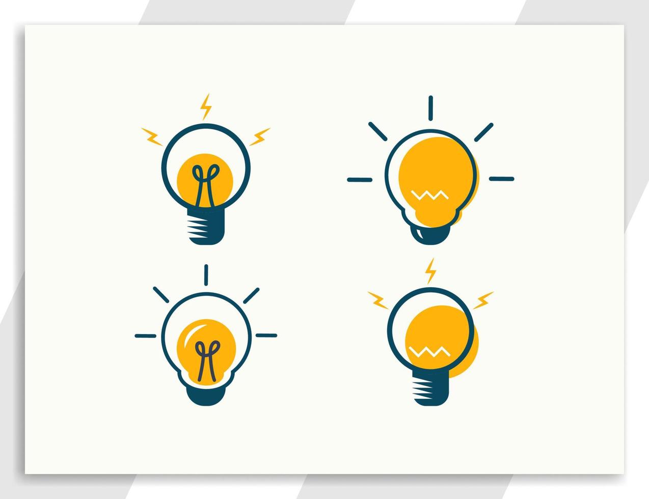Set of yellow bulb design illustration for trick or tips banner vector