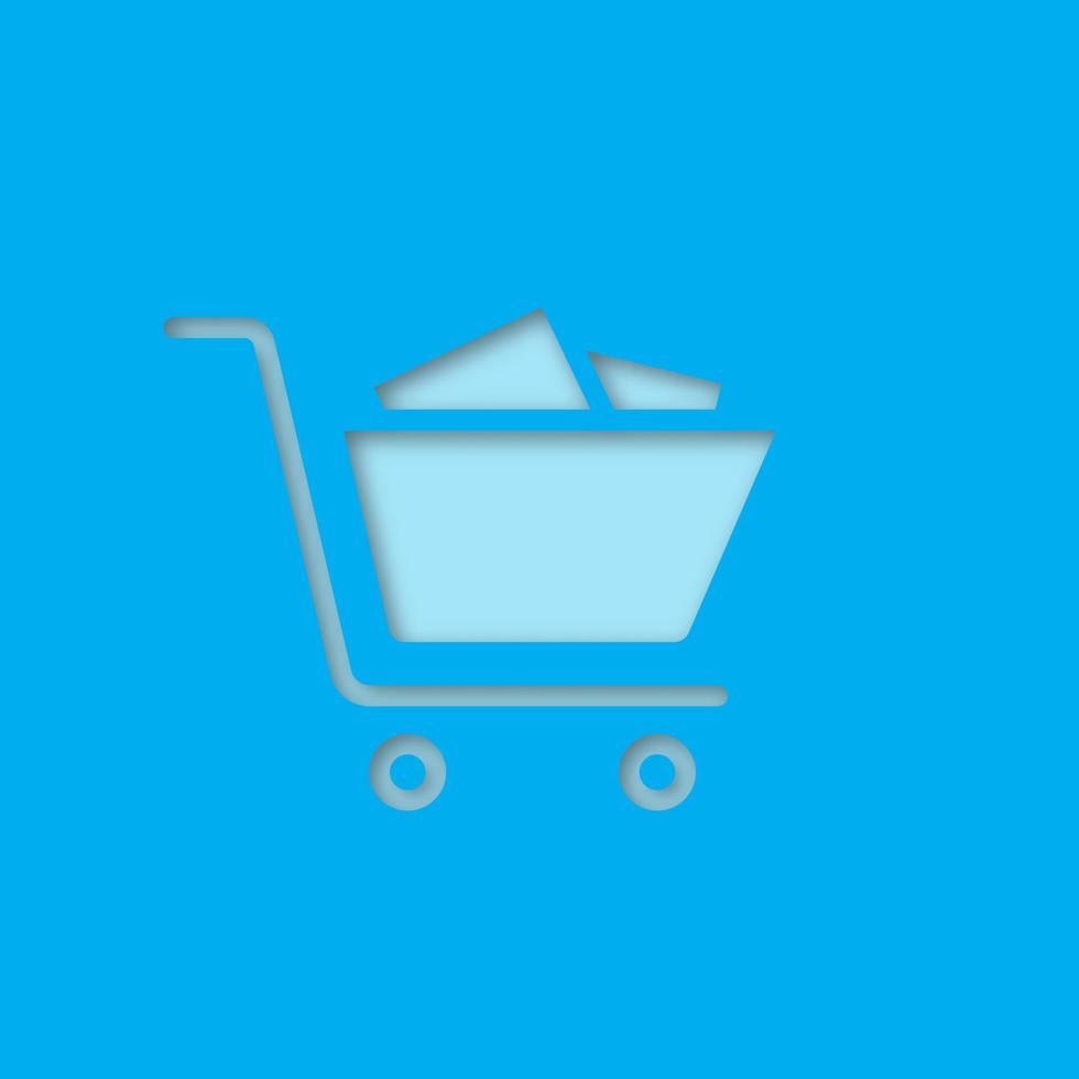 Shopping trolley paper cut out icon vector