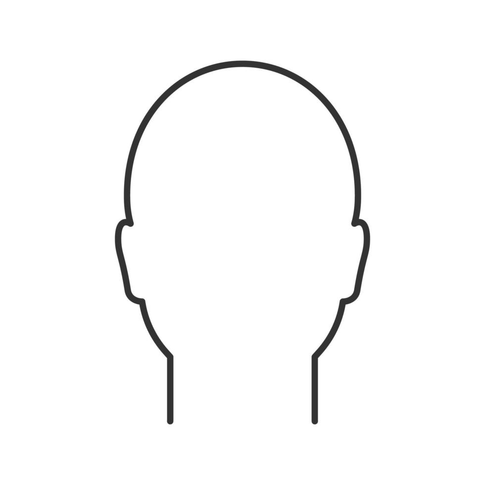Human head linear icon. Man's face frontal view. Thin line illustration. Profile. Contour symbol. Vector isolated outline drawing