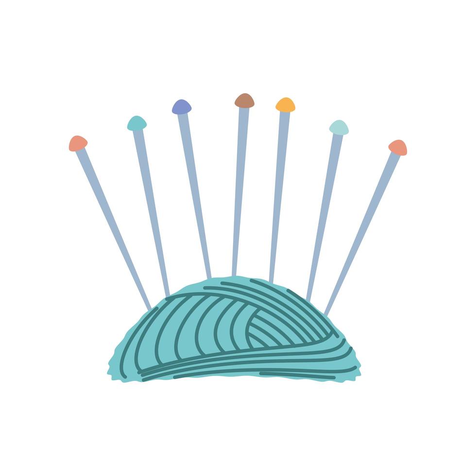 knitting wool ball and needles vector