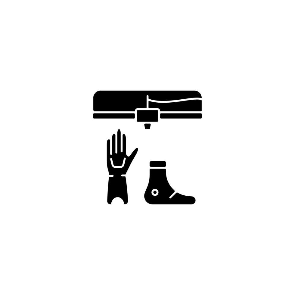 3d printed prosthetics black glyph icon vector