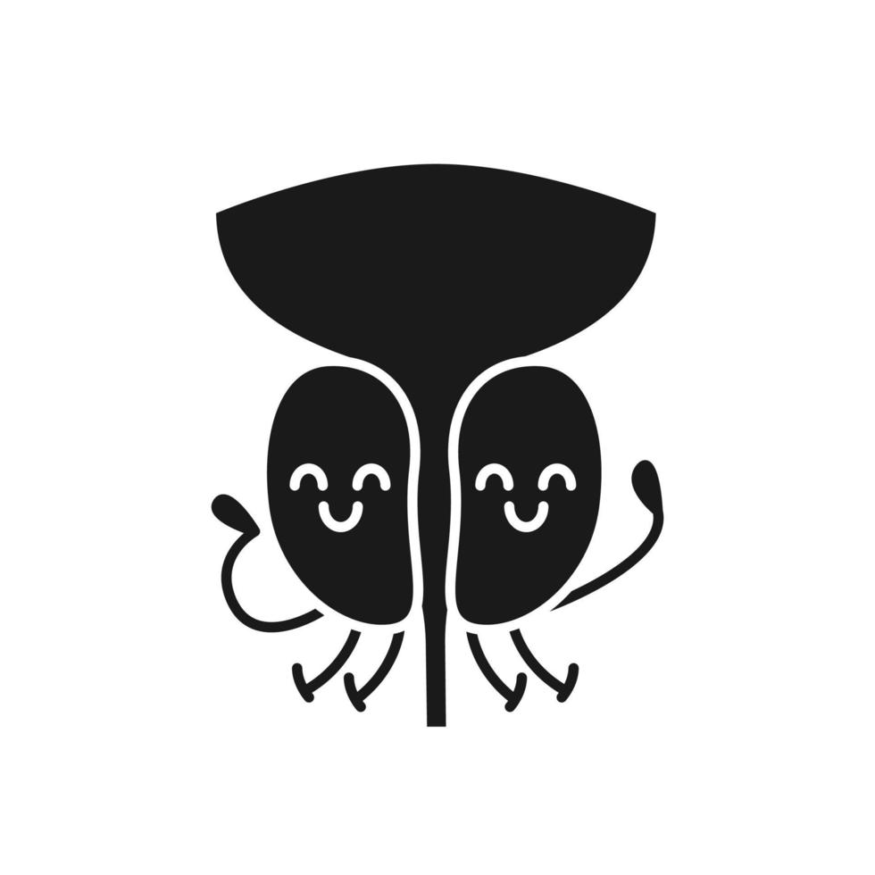 Smiling prostate gland character glyph icon vector