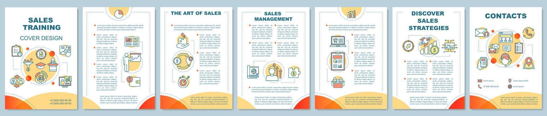 Sales skills training brochure template vector
