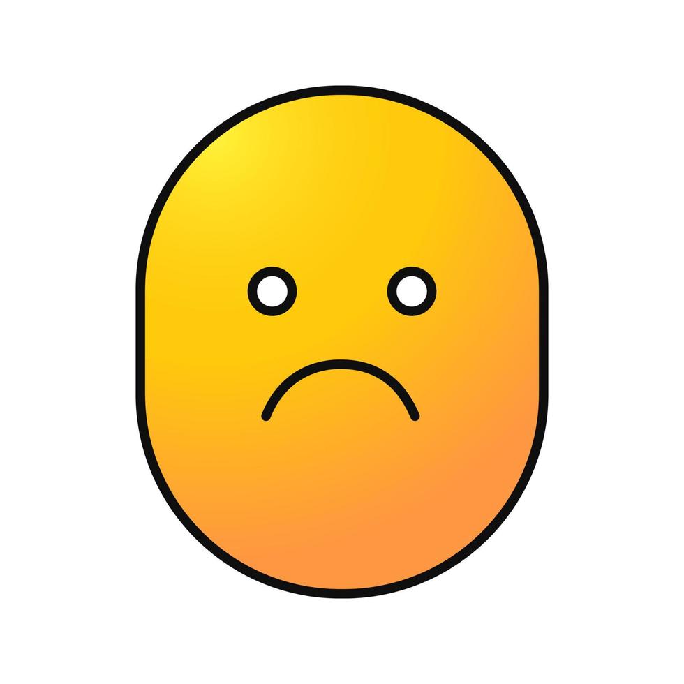 Sad smile color icon. Bad mood. Isolated vector illustration