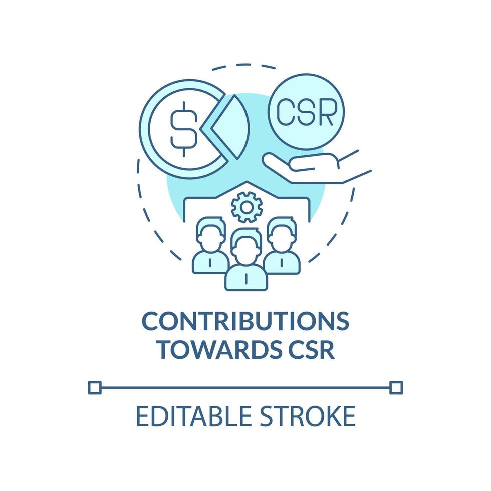 Contributions towards CSR blue concept icon vector